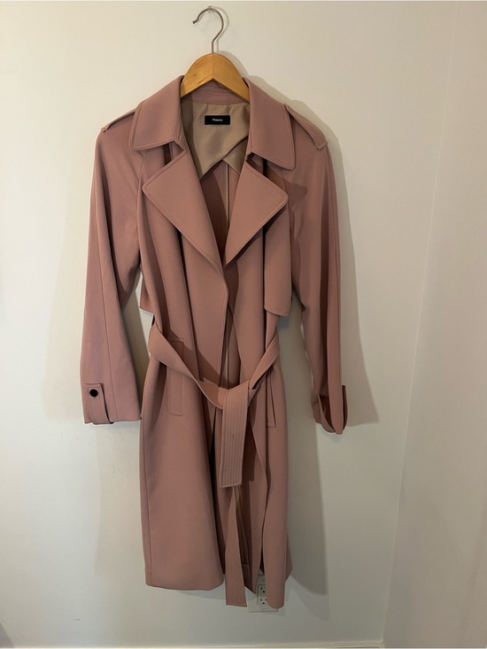 Theory Jackets & Blazers - Theory Medium Weight Belted Wrap Coat - Dusty Rose